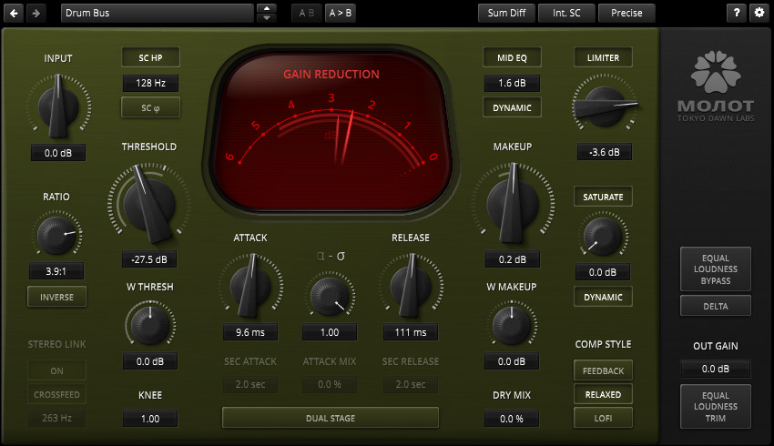 [流行的动态压缩插件]TDR Molot GE v1.0.4 Retail [WiN, MacOS]（30MB）插图