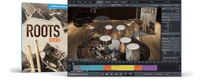 [Superior Drummer扩展]Toontrack Roots Sticks SDX v1.5 v1.0（33.4GB）插图