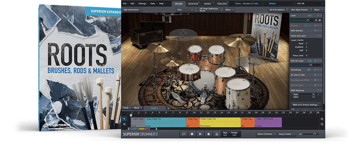 [Superior Drummer扩展]ToonTrack Roots SDX v02 Brushes Rods And Mallets v1.5.0（24.83GB）插图