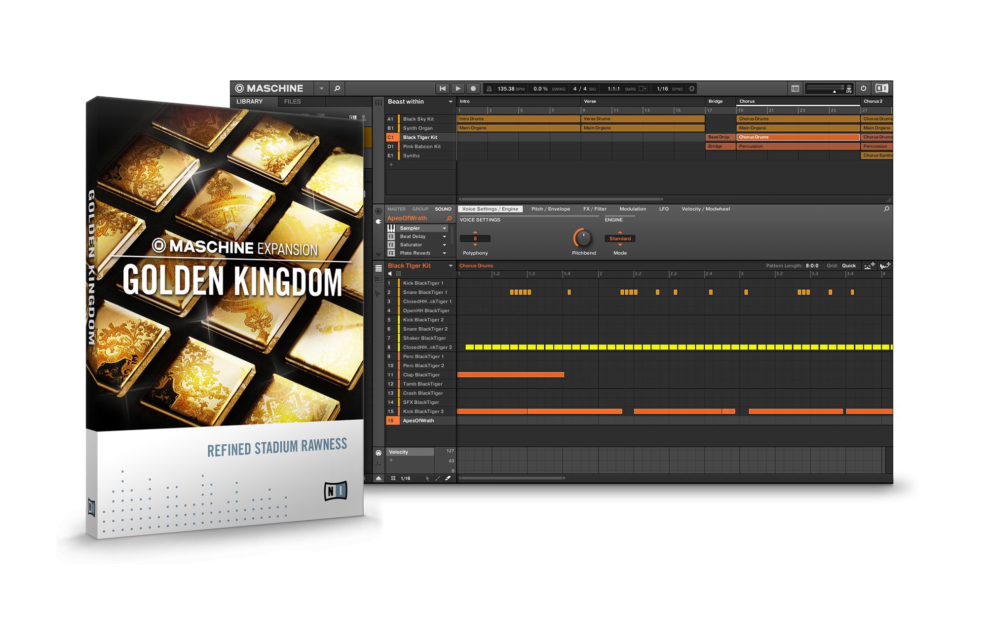 [Maschine扩展]Native Instruments Maschine Expansion Golden Kingdom v2.0.1（1.61GB）插图