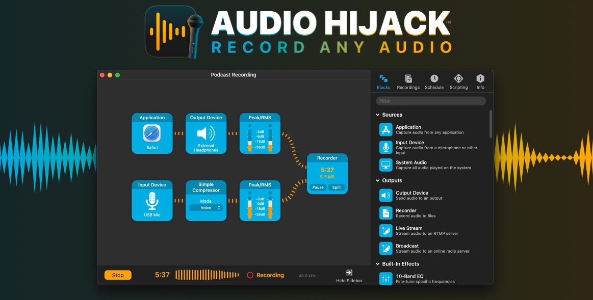 [MAC内录工具] Rogue Amoeba Audio Hijack 4.2.3 [MacOS]（37MB）插图