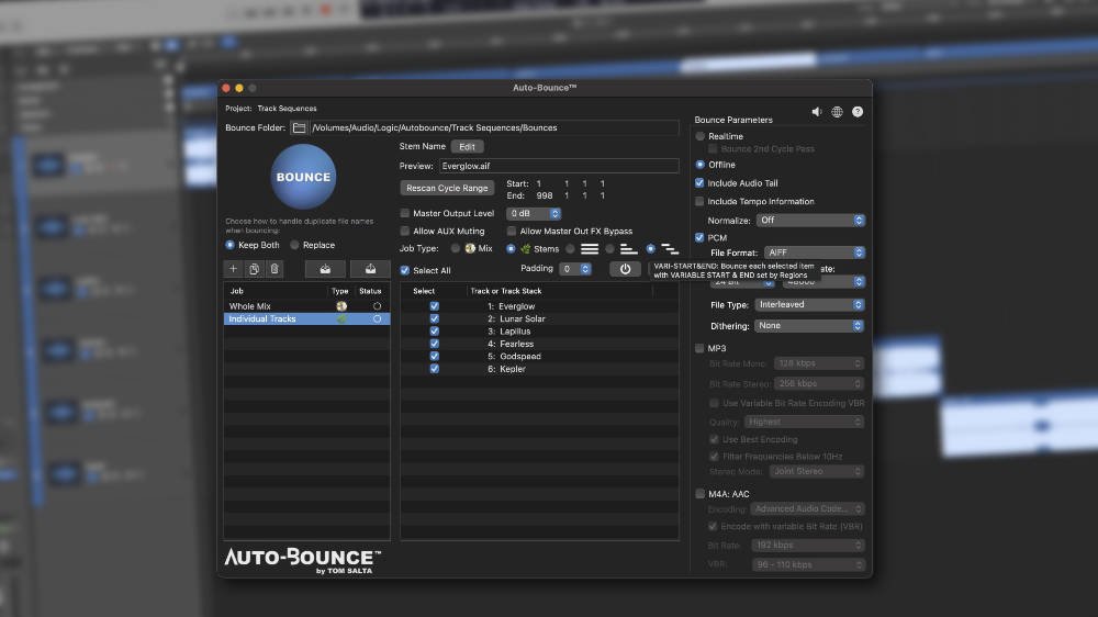 [辅助Logic Pro自动分轨导出软件] AutoBounce Auto-Bounce by Tom Salta [MacOS]（2.42MB）插图