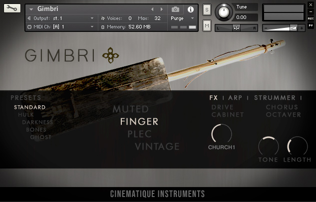 [三弦皮贝斯鲁特琴音源] Cinematique Instruments Gimbri [KONTAKT]（210MB）插图