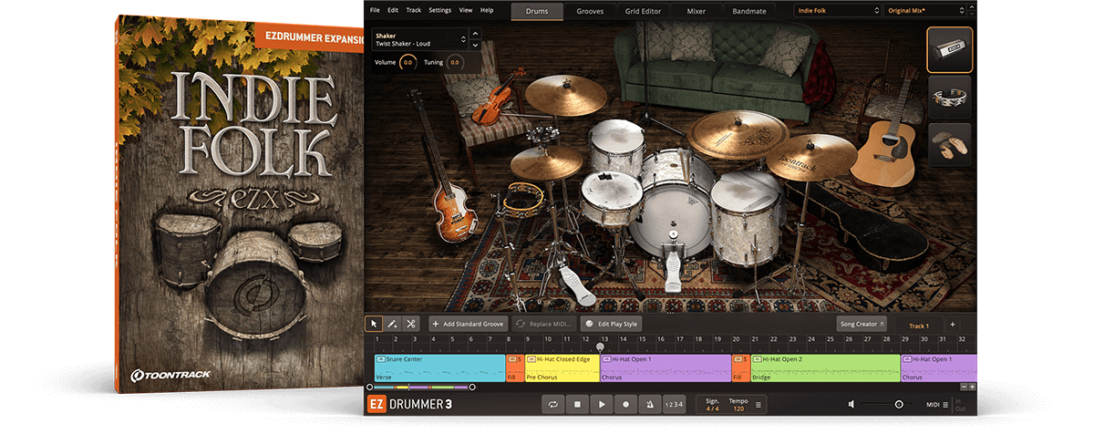 [EZDrummer扩展流行民谣] Toontrack EZdrummer EZX Indie Folk v1.5.2（1GB）插图