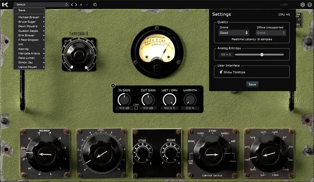 [复古电子管压缩器] Kazrog MHB Green v1.0.0 [WiN, MacOS]（445MB）插图