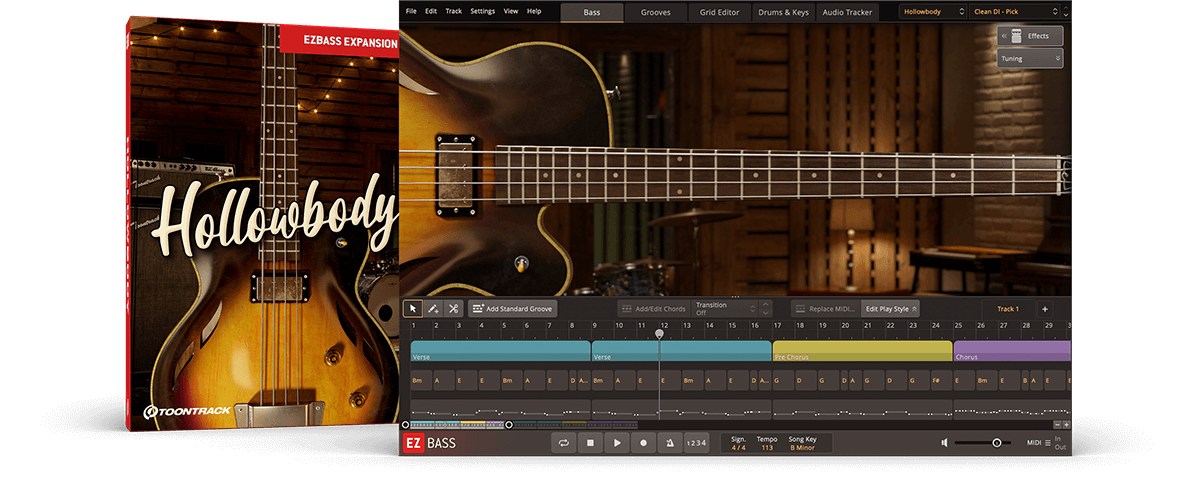 [EZbass扩展半空心电贝司] Toontrack Hollowbody EBX v1.0.0 [EBX]（798MB）插图